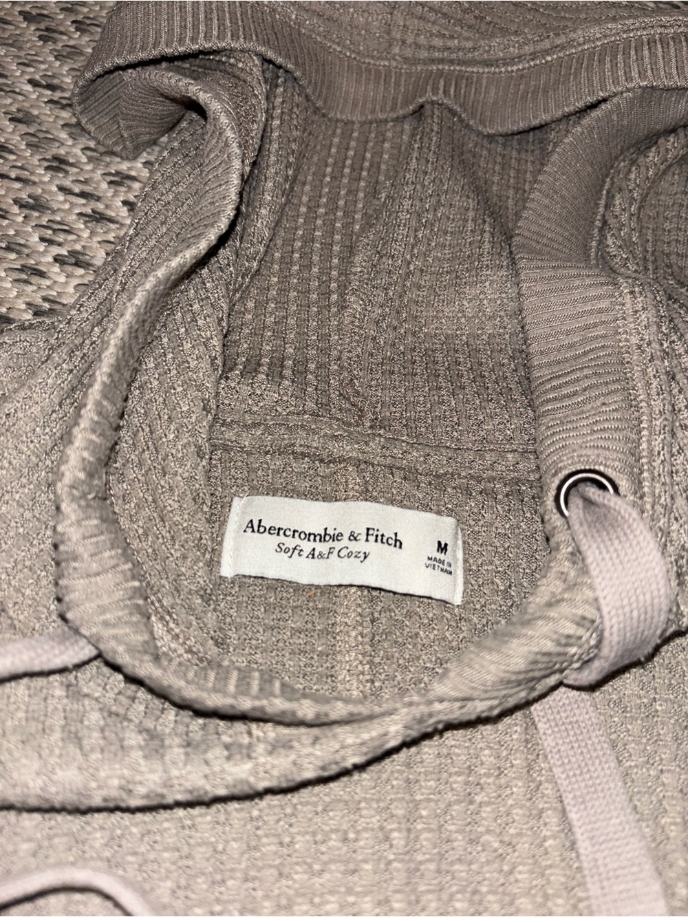 Abercrombie & Fitch Women’s Soft Cozy Gray Waffle Knit Long Sleeve Hoodie Size M